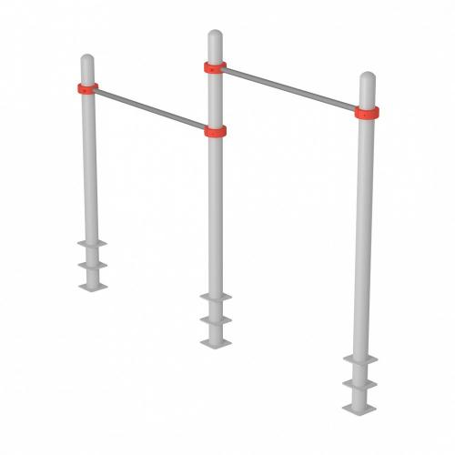 Уличный тренажер IRON KING Айрон Кинг S727 Перекладины стационарные разноуровневые с упором для ног для выполнения испытания «подтягивание из виса лежа на низкой перекладине», высота – 110 см и 90 см - Екатеринбургспорт ру спорттовары в Екатеринбурге