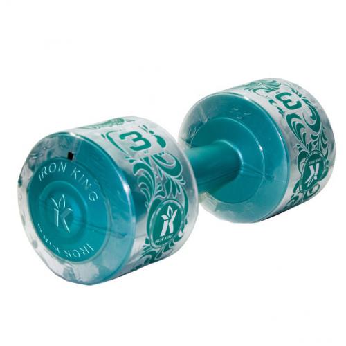 Гантель виниловая 3 кг ( бирюзовый перламутр) IRON KING Айрон Кинг - Екатеринбургспорт ру спорттовары в Екатеринбурге