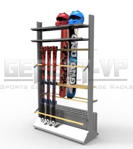 Стеллаж комбинированный – 8 для хранения горных лыж, сноубордов, ботинок и шлемов профессиональный - Екатеринбургспорт ру спорттовары в Екатеринбурге
