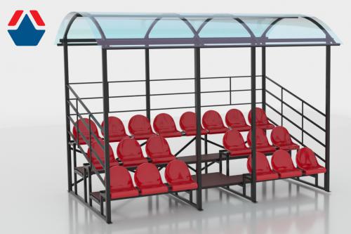 Трибуна сборно-разборная 3-х рядная на 20 мест (с навесом из поликарбоната) s-dostavka - Екатеринбургспорт ру спорттовары в Екатеринбурге