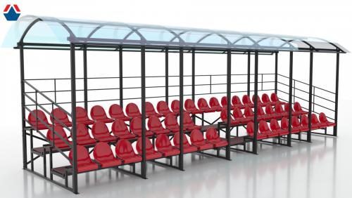 Трибуна сборно-разборная 3-х рядная на 50 мест (с навесом из поликарбоната) - Екатеринбургспорт ру спорттовары в Екатеринбурге