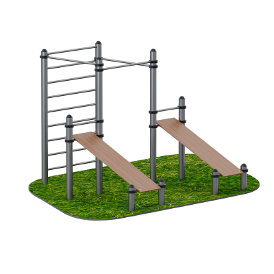 Комплекс уличный из 2 скамеек для пресса и трех турников Sabirgym SGWOK020.4 - Екатеринбургспорт ру спорттовары в Екатеринбурге