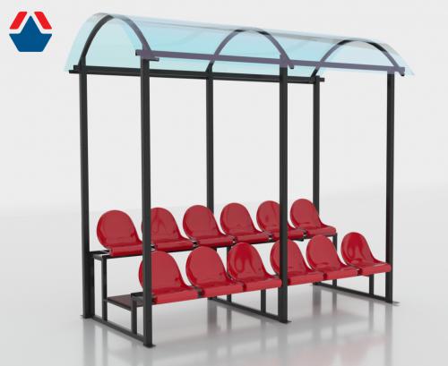 Трибуна сборно-разборная 2-х рядная на 12 мест (с навесом из поликарбоната) - Екатеринбургспорт ру спорттовары в Екатеринбурге