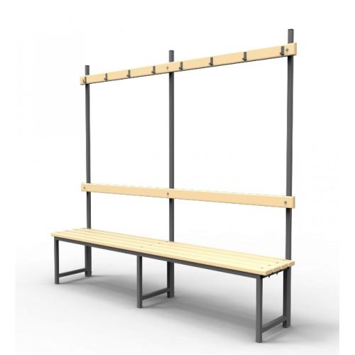 Скамейка для раздевалок с вешалкой с пластиковыми рейками SRV 150/40/178 1,5 метра vasilgym - Екатеринбургспорт ру спорттовары в Екатеринбурге