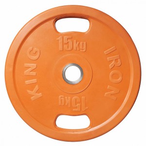 Диск обрезиненный с 2-мя хватами 15 кг оранжевый IRON KING Айрон Кинг - Екатеринбургспорт ру спорттовары в Екатеринбурге